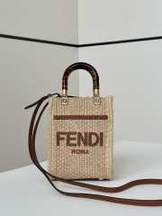 Uubags | Fendi mini Sunshine shopper beige/brown cotton fibre bag 13.5x5.5x18cm - 1