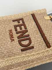 Uubags | Fendi mini Sunshine shopper beige/brown cotton fibre bag 13.5x5.5x18cm - 2