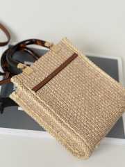 Uubags | Fendi mini Sunshine shopper beige/brown cotton fibre bag 13.5x5.5x18cm - 6