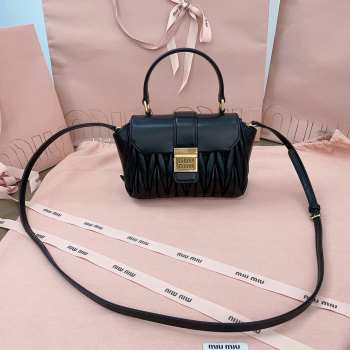 Uubags | Miu Miu Matelasse Nappa Leather Mini Bag Black 7x12.5x7cm