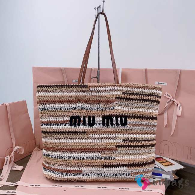 Uubags | Miu Miu Crochet tote bag in natural color 40x34x16cm - 1