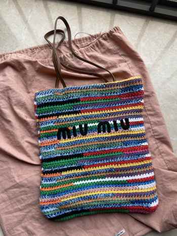 Uubags | Miu Miu Crochet tote bag in multicolored color 41x32cm