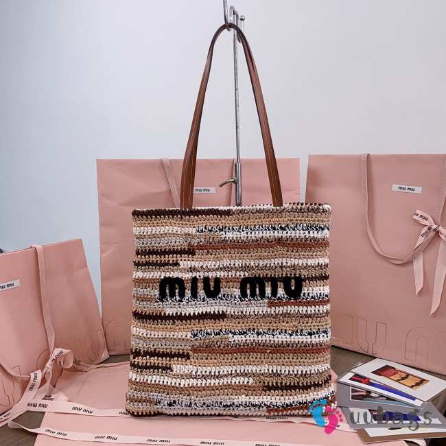 Uubags | Miu Miu Crochet tote bag in natural color 41x32cm - 1