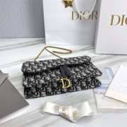 Uubags | Dior Saddle Oblique Jacquard Wallet on Chain in Blue/Beige 18x11x3.5cm - 3