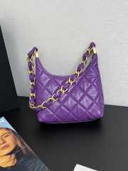 Uubags | Chanel Hobo Bag Shiny Lambskin & Gold Plated Metal Purple 24x26x9cm - 3