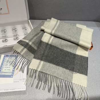 Uubags | Hermes cashmere scarf black/grey 30x180cm