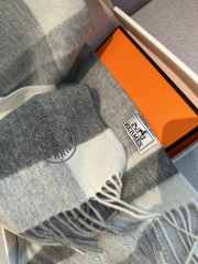 Uubags | Hermes cashmere scarf black/grey 30x180cm - 4