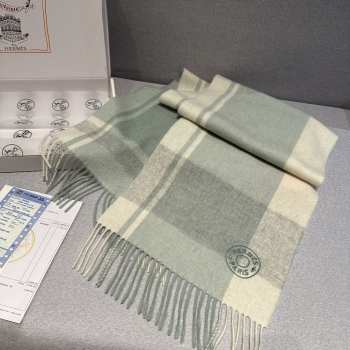 Uubags | Hermes cashmere scarf green 30x180cm