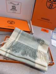 Uubags | Hermes cashmere scarf green 30x180cm - 6