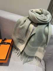 Uubags | Hermes cashmere scarf green 30x180cm - 2