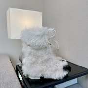 Uubags | Chanel 21K White/Black Shearling Sheepskin Fur Boots - 2