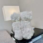 Uubags | Chanel 21K White/Black Shearling Sheepskin Fur Boots - 4