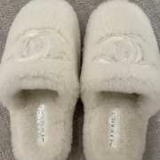 Uubags | Chanel white indoor cotton slippers in white - 3