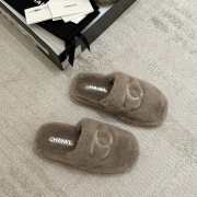 Uubags | Chanel white indoor cotton slippers in brown - 6