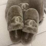 Uubags | Chanel white indoor cotton slippers in brown - 5