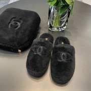 Uubags | Chanel white indoor cotton slippers in black - 1