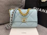 Uubags | Chanel Pale Blue Quilted Lambskin Medium Chanel 19 Bag 26x16x9cm - 1