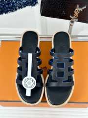 Uubags | Hermes Isabella 30 sandal in calfskin navy blue 7cm - 2