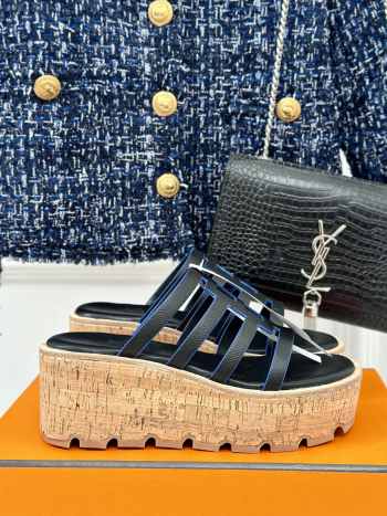 Uubags | Hermes Isabella 30 sandal in epsom calfskin navy blue 7cm