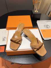 Uubags | Hermes Giny 5.5cm in Velvet Leather Gold Sandals - 3