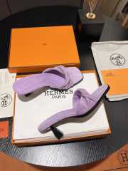 Uubags | Hermes Giny 5.5cm in Velvet Leather Purple Sandals - 6