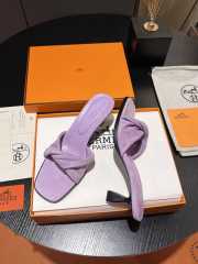 Uubags | Hermes Giny 5.5cm in Velvet Leather Purple Sandals - 5