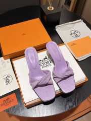 Uubags | Hermes Giny 5.5cm in Velvet Leather Purple Sandals - 2