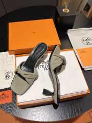 Uubags | Hermes Giny 5.5cm in Velvet Leather Grey Sandals - 6