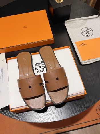 Uubags | Hermes Idioma sandal in brown lambskin insole and lining