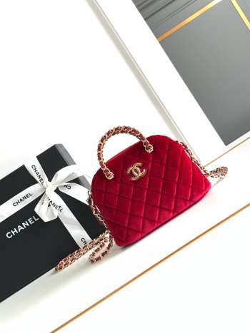 Uubags | Chanel clutch with strap shiny lambskin & gold plated metal red 11x16x5.5cm