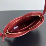 Uubags | Bottega Veneta Intreccio heart calfskin leather heart-shaped pouch in dark red 13x14x1cm - 3