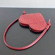 Uubags | Bottega Veneta Intreccio heart calfskin leather heart-shaped pouch in dark red 13x14x1cm - 2