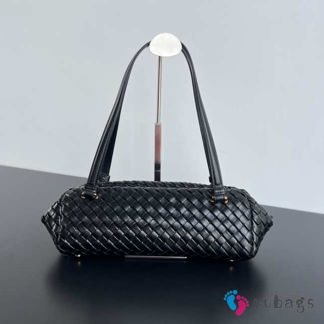 Uubags | Bottega Veneta Let's Go bag with elongated foldable shape in padded Intrecciato leather black - 1