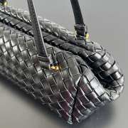 Uubags | Bottega Veneta Let's Go bag with elongated foldable shape in padded Intrecciato leather black - 4