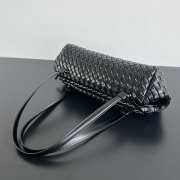 Uubags | Bottega Veneta Let's Go bag with elongated foldable shape in padded Intrecciato leather black - 5