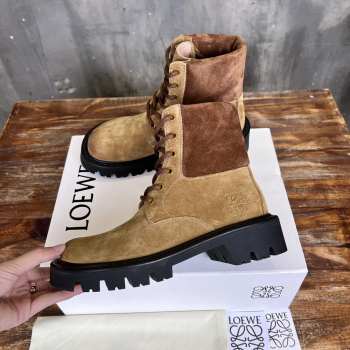 Uubags | Loewe Sierra combat ankle boot in brown suede 4cm