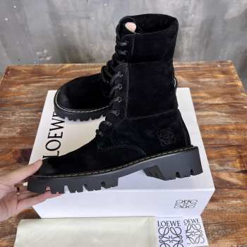 Uubags | Loewe Sierra combat ankle boot in black suede 4cm