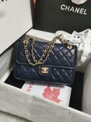 Uubags | Chanel Flap Bag Shiny Crumpled Calfskin & Gold-Tone Metal Navy Blue 19.5x28x7cm - 1