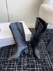 Uubags | Celine Chelsea pointed toe buckle boots in black calfskin leather  - 2