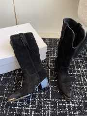 Uubags | Celine Chelsea pointed toe buckle boots in black velvet leather - 6