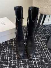 Uubags | Celine Chelsea pointed toe buckle boots in black velvet leather - 5