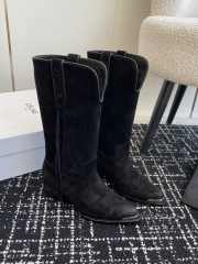 Uubags | Celine Chelsea pointed toe buckle boots in black velvet leather - 4