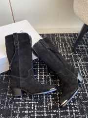 Uubags | Celine Chelsea pointed toe buckle boots in black velvet leather - 2