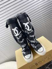 Uubags | Chanel 3D printed high canvas boots in black  - 1