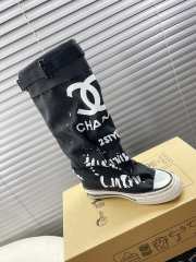 Uubags | Chanel 3D printed high canvas boots in black  - 2