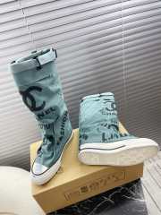 Uubags | Chanel 3D printed high canvas boots in mint green - 2