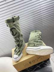 Uubags | Chanel 3D printed high canvas boots in green - 6