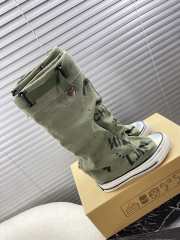 Uubags | Chanel 3D printed high canvas boots in green - 2