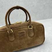 Uubags | Miu Miu Arcadie top handle bag in cocoa brown suede 22x10.5x7.5cm - 5