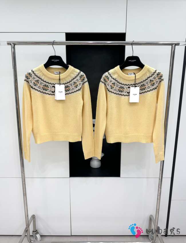 Uubags | Celine Knit Sweater Triomphe Wool Yellow  - 1